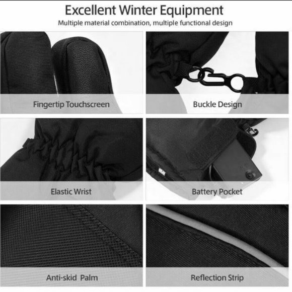 UNISEX LARGE HEATED OUTDOOR WINTER GLOVES - Picture 4 of 7